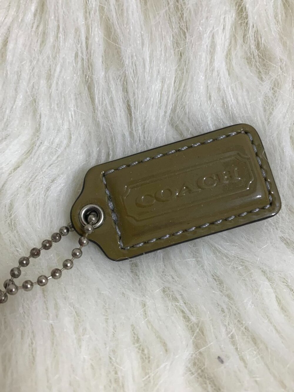 COACH Fern Green Patent Leather Hang Tag Purse Charm 1.75" H67